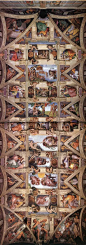 梵蒂冈-西斯廷礼拜堂-天顶画《创世纪》，米开朗琪罗绘【603x1719】