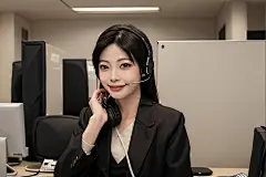 客服服务女性客服人物肖像摄影图