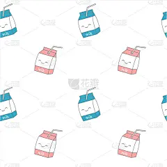可爱的卡通牛奶盒无缝矢量图案背景插图