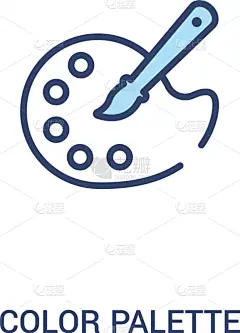 调色板,彩色图片,概念,图标,线条,简单,两个物体,轮廓,白色,创造力