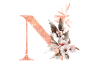粉系唯美水彩手绘花卉字母婚礼请柬装饰LOGO 免扣PNG图案设计素材 (88)