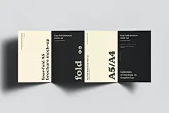 Four Fold A5 Brochure Mockup 8款A5四折页宣传单手册邀请函贺卡设计贴图ps样机素材展示效果图 - UIGUI