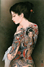 美人刺青亦赐心。作者：新派浮世绘大师Ozuma Kaname