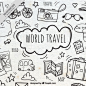 Background with sketches travel  Free Vector