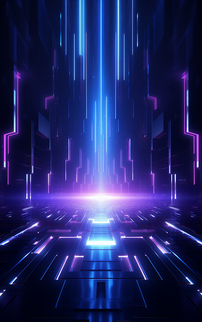 数字艺术紫色光效科技背景科技边框背景