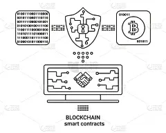 聪明的合同。互联网区块链安全与数字验证矢量概念。商业链块，加密金融数字支付插画
