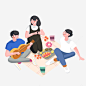 手绘卡通春游图案免抠png素材_新图网ixintu.com