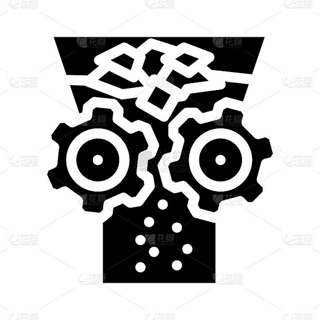 撕碎固体废物字形图标矢量插图