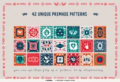 复古北欧民俗时尚自然植物花卉手绘插画图案设计ai矢量设计素材