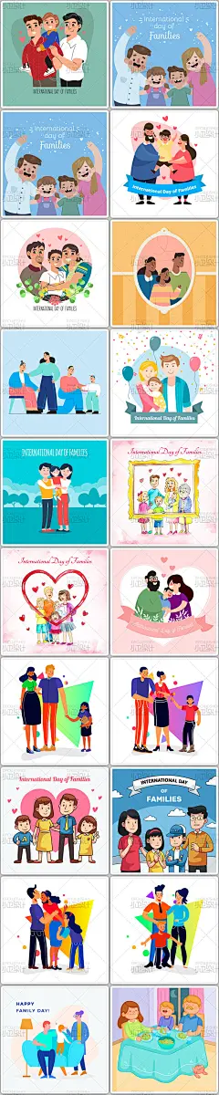 69套家庭全家福插画卡通扁平父母子女夫妻祖孙三代ai矢量设计素材-淘宝网