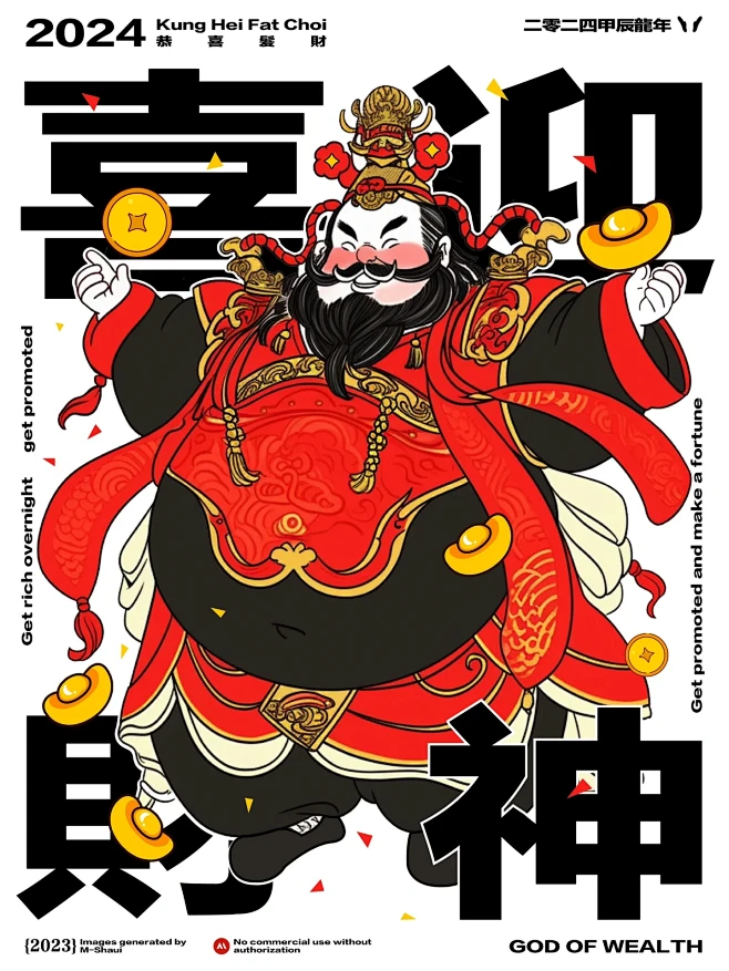 公主，快来迎接龙年财神啦！AiGC年画系...