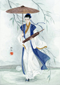 书生系列（八幅）_南山归鱼__插画师作品_涂鸦王国gracg.com