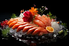 鲜甜可口的日式料理三文鱼图片摄影图片