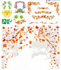 多款树叶构成的边框花纹矢量素材