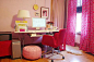  粉色,家居,工作室 白和玫红配