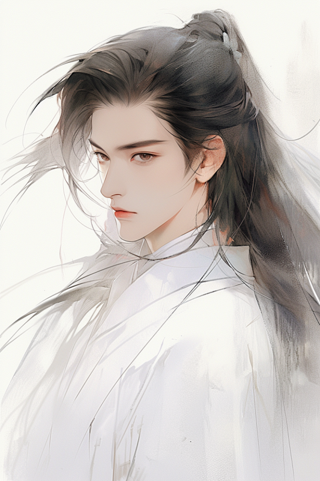 水墨古装少年古风女生插画