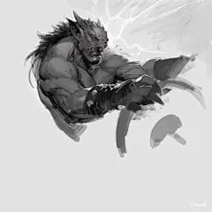 怪物半身像素描稿，黑白灰明确_CGwall原画网