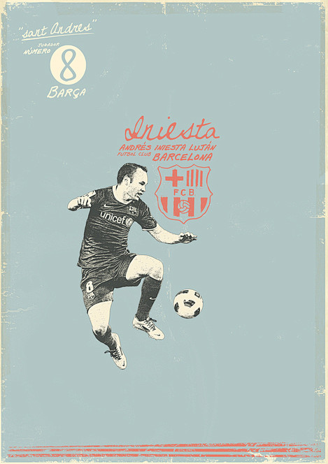 一套不错的复古风格足球明星海报设计（部分...