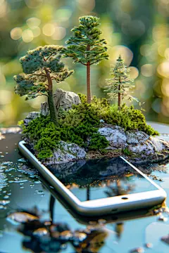 科技手机VR自然风景模型