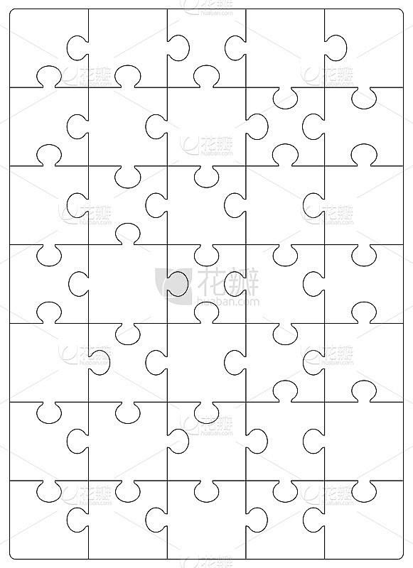 Puzzles grid template. Jigsaw puzzle 24 pieces