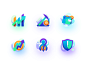 Trading   mining icons color 2 2x