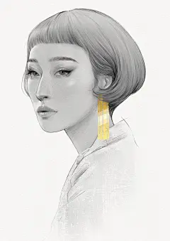 时尚女性人像速写插画---酷图编号1333236