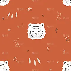小老虎图案无缝可爱
