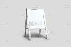 空白白色木木户外广告展位模拟隔离在柔软的灰色背景。街道标牌模拟起来。3d 渲染
