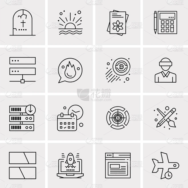 set 16 universal icons business素材-花瓣网