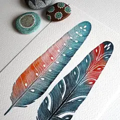 RiverLuna的创意唯美手绘羽毛