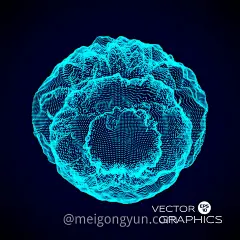 三维发光粒子球体科学技术EPS矢量插画素材 3D deformed glowing sphere-平面图形-@美工云(meigongyun.com)