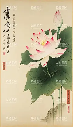 荷花图  - 源文件下载【酷图网】国画,中国画,水墨画,荷花,荷叶,池塘,高清,壁纸,手机壁纸,装饰画