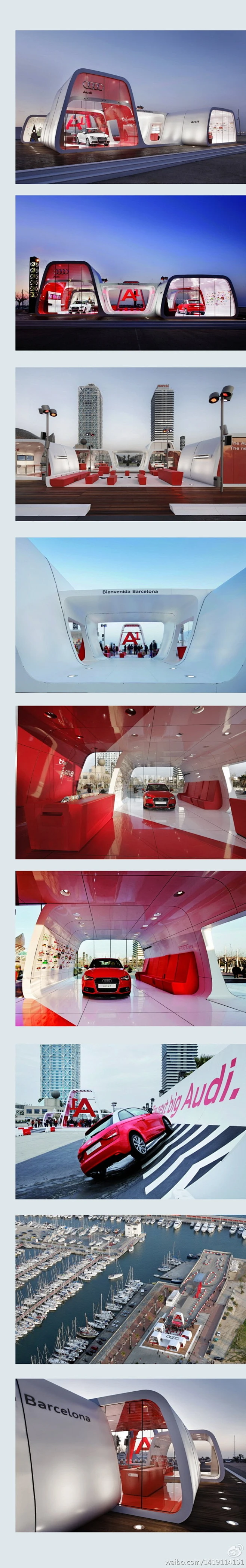 奥迪 Are A1 路演展馆：。。。巴塞罗那。。。。。奥迪出手是越来也大方了，就为这款车专门营造了展馆和试车跑道。