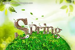 绿叶 树叶 spring艺术字图片素材，免费春天PSD素材库 #PSD##PSD模板# ★★★★★ http://www.sucaifengbao.com/psd/haibao/

