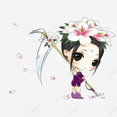 手绘戴花美女 平面电商 创意素材