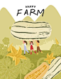 Free Vector | Farmer cartoon characters with delicata squash harvest in farm poster illustrations