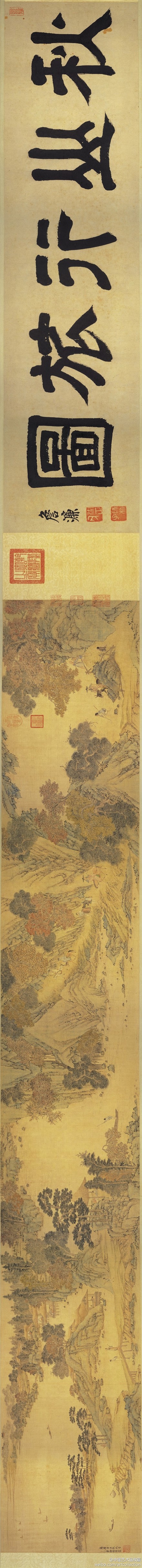 #国画#【 明 张复 《秋山行旅图》 】...