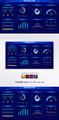 科技蓝大数据可视化图表统计后台大屏Ui首页  