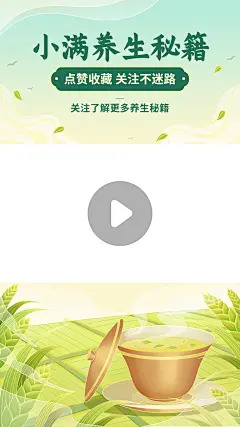 小满餐饮美食通用养生攻略竖版视频边框