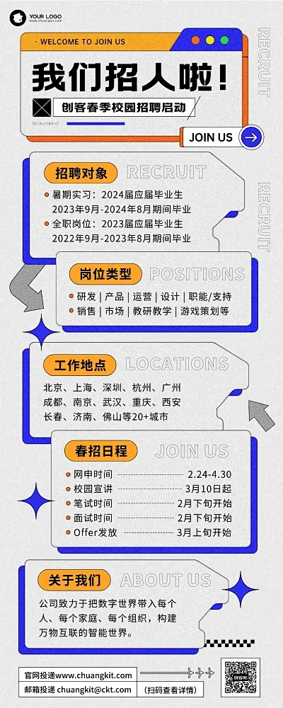 潮流风互联网春招长图海报