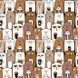 Funny seamless pattern with doodle cute cats Premium Vector