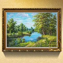 欧式风景油画巨人山大卫客厅装饰画定制手绘餐厅办公室挂画风水画-淘宝网