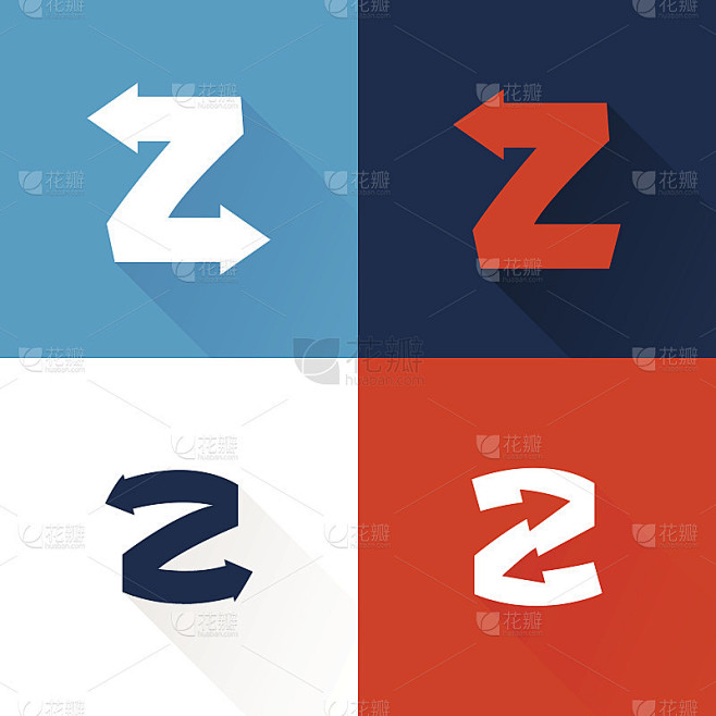 Z字母图标与箭头设置。