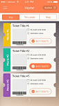 Ticketing app display. Flat. Char：异性列表，形状类似优惠券，电影票，饭票，邮票之类的。有想法了吗？: 