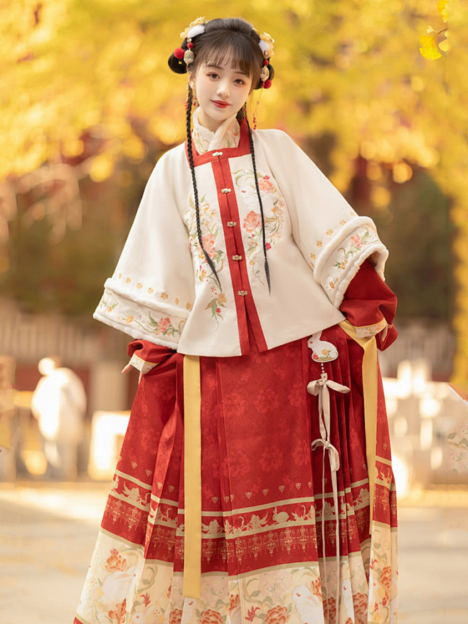 前兔似锦原创冬季加厚明制汉服女中国风马面...