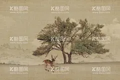 古风 工笔画 设计 psd分层  - 源文件下载【酷图网】古风,工笔画,设计,psd分层素材,小鹿,树,