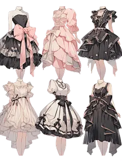 连衣裙｜oc穿搭礼服服设手帐插画素材38弹