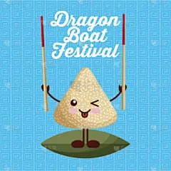 筷子,龙舟,漫画,米饺子,可爱的,亚洲,明信片,食品