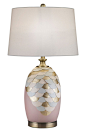 JALEXANDER LIGHTING JAlexander Rose Quartz Table Lamp with Faux Leather & Brass Accents, Main, color, 650