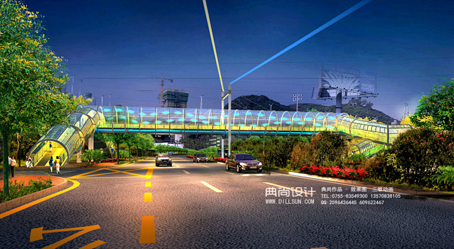 01天桥一 人行天桥过街效果图